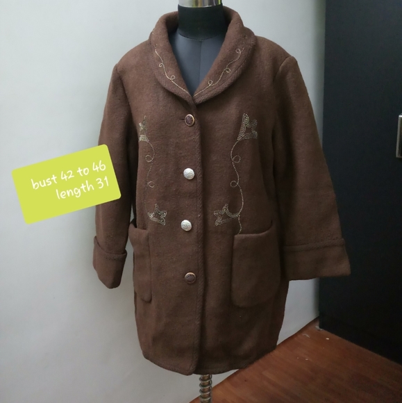 High quality embroidery thick long coat